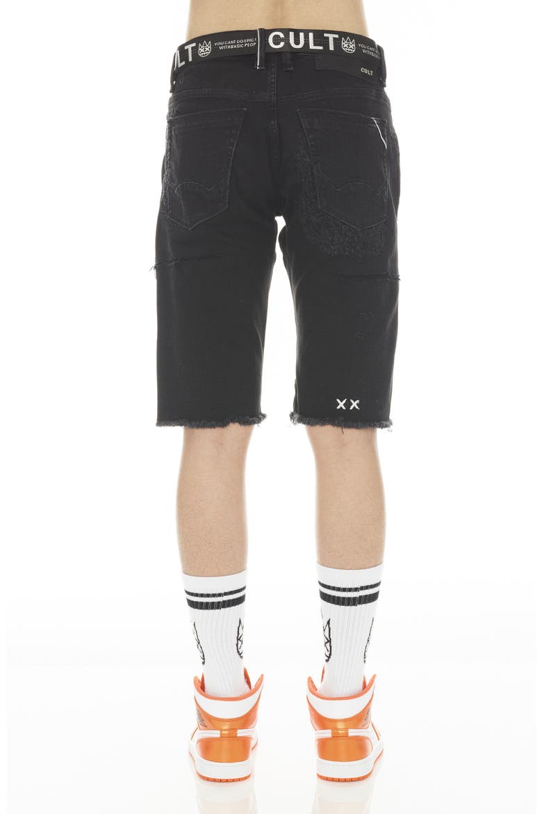 Rocker Belted Denim Shorts, Alternate, color, GRUNGE