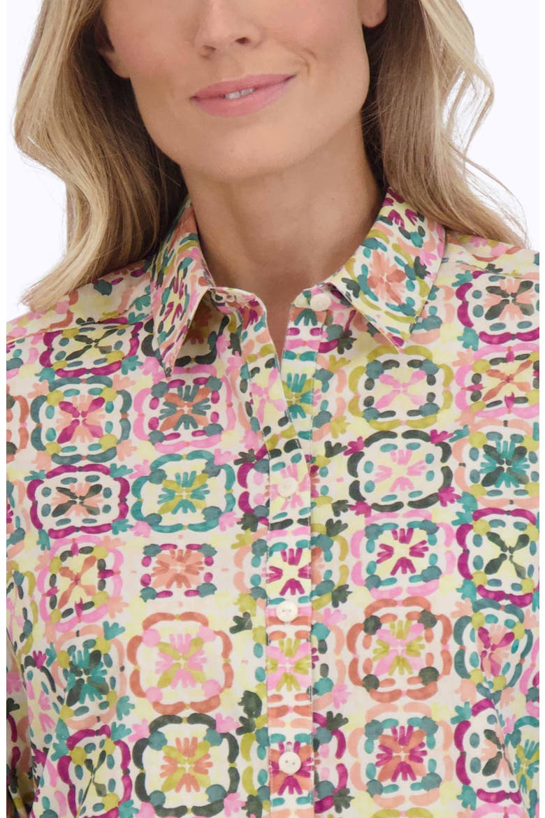 Zoey Watercolor Cotton Button-Up Shirt, Alternate, color, MULTI