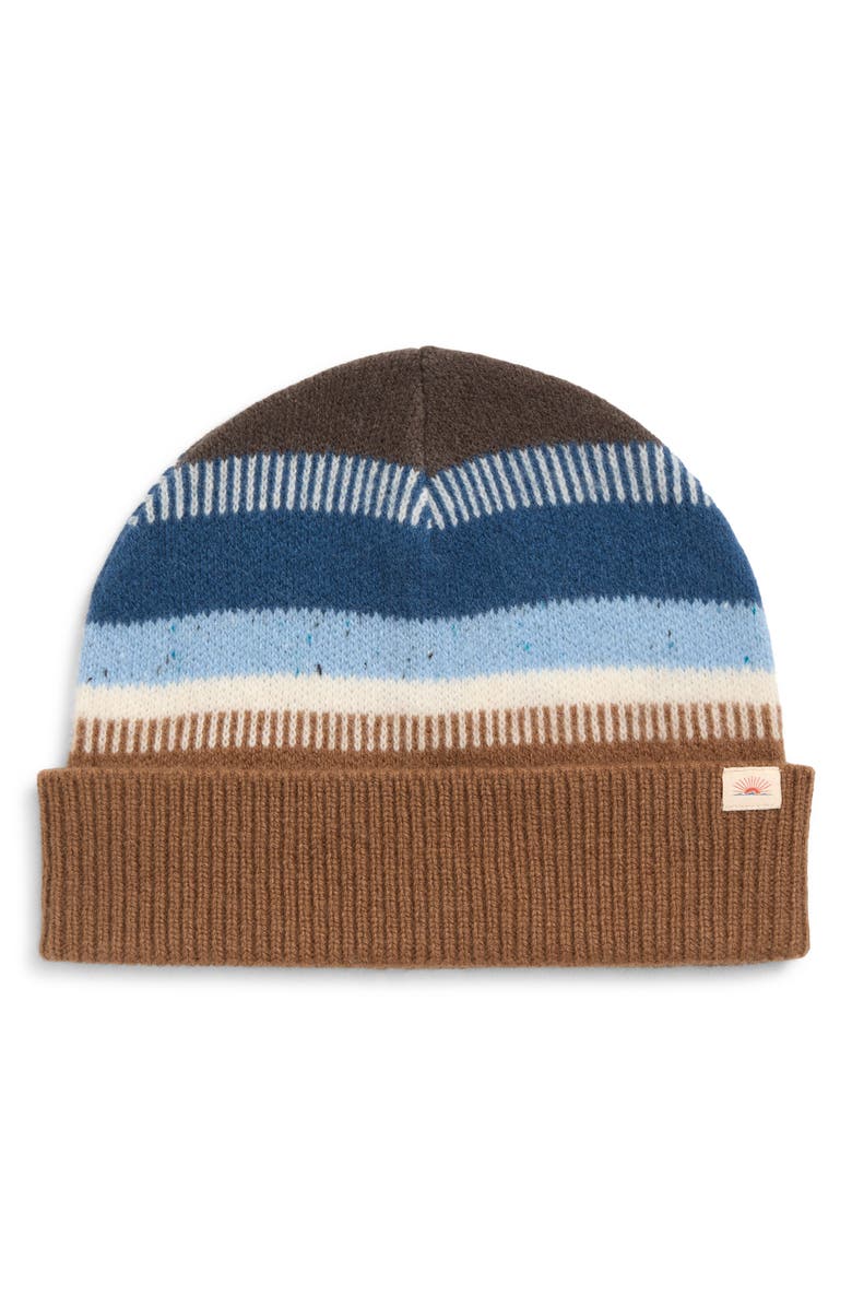 Faherty Stripe Wool Beanie, Main, color, Brown