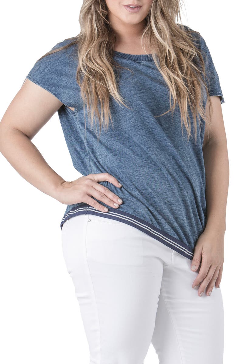 Standards & Practices Thereasa Asymmetric Hem Top, Alternate, color, Indigo