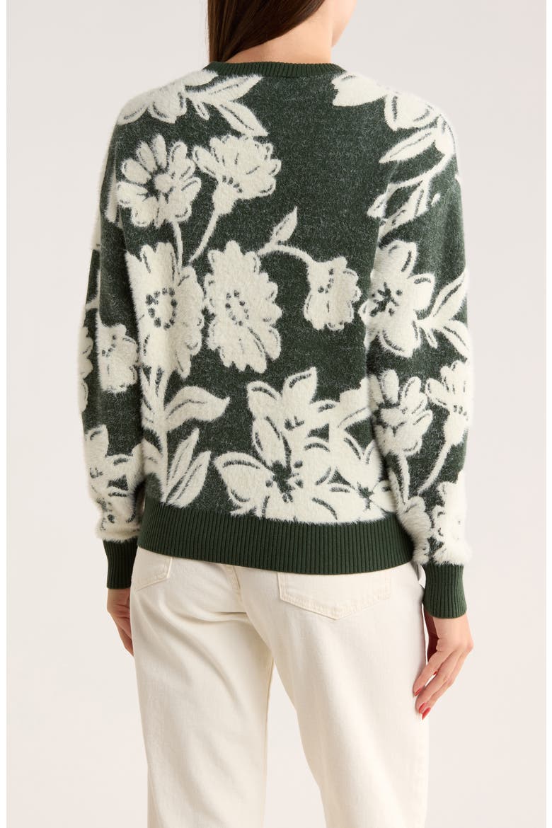 Floral Jacquard Sweater, Alternate, color, FOREST/ EGGSHELL