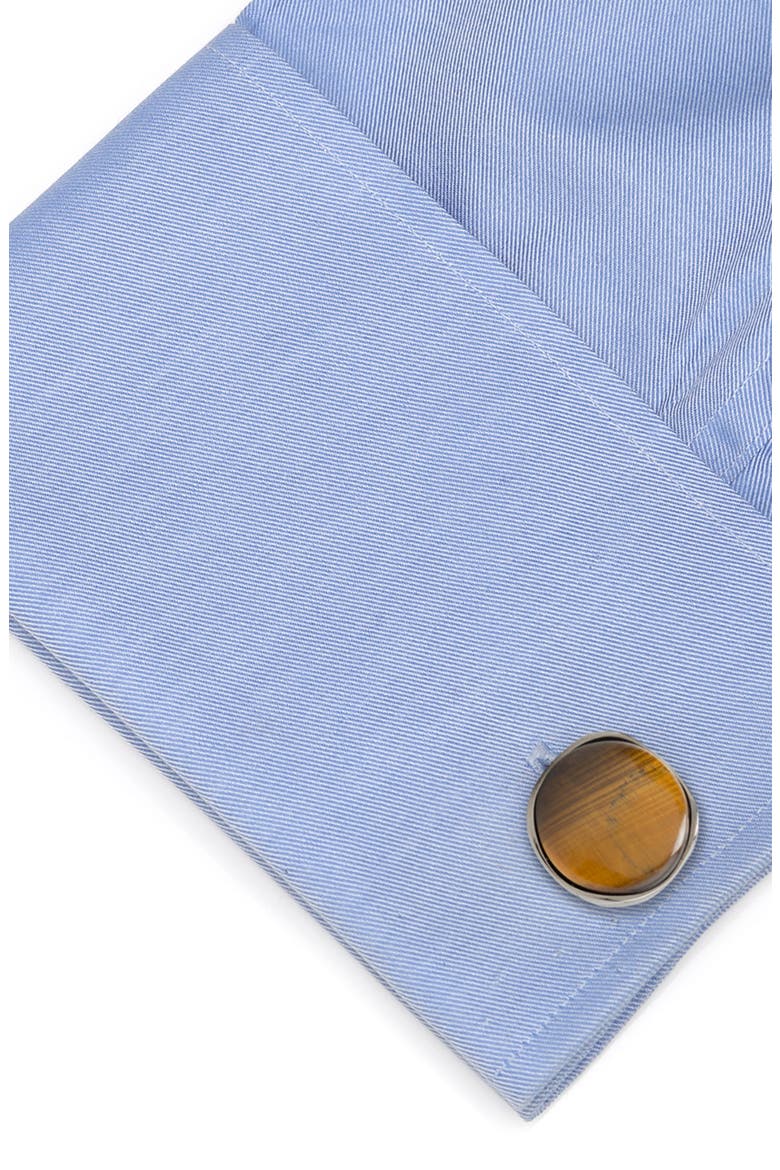 Tiger's Eye Cuff Links, Alternate, color, BROWN