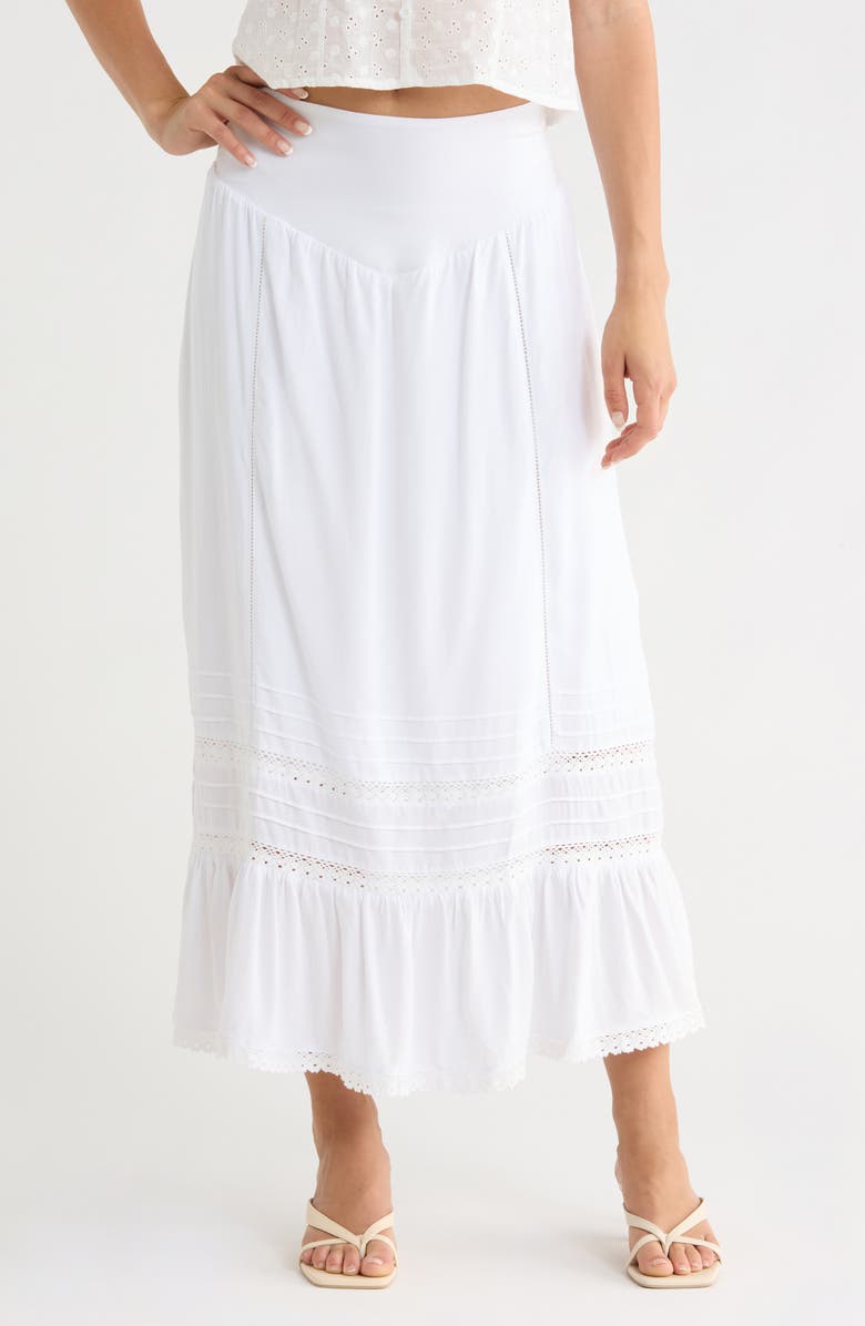 Vigoss Ruffle Maxi Skirt, Main, color, White