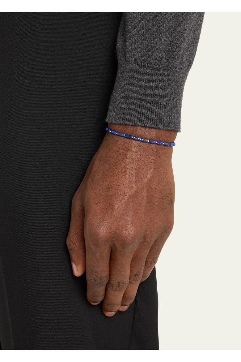 18K Gold Lapis Beaded Bracelet, Alternate, color, BLUE