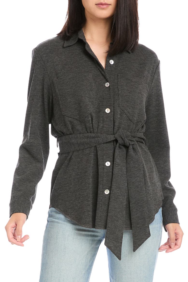 Belted Knit Shirt, Main, color, CHARCOAL