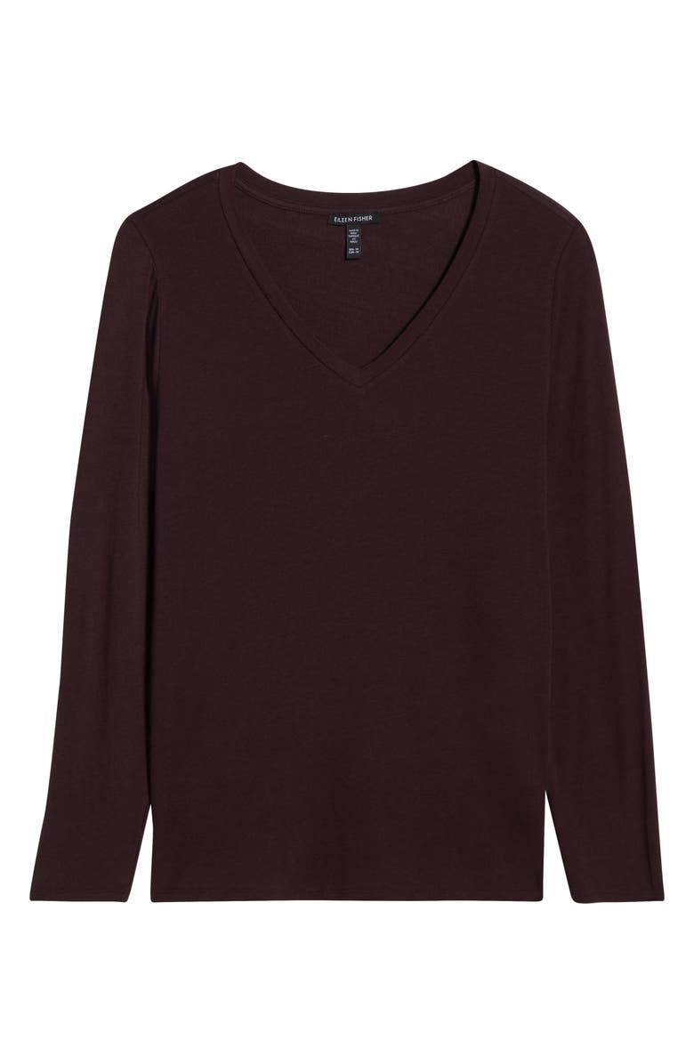 Eileen Fisher V-Neck Long Sleeve T-Shirt, Alternate, color, Cassis