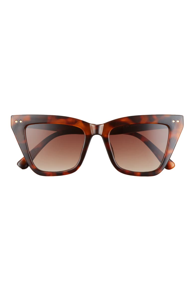 50mm Cat Eye Sunglasses, Main, color, BROWN TORT