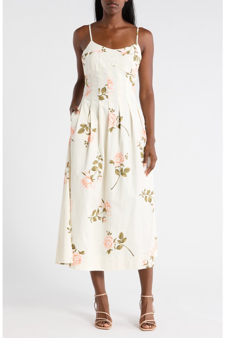 Stretch Twill Dress, Main, color, CASCADING ROSES