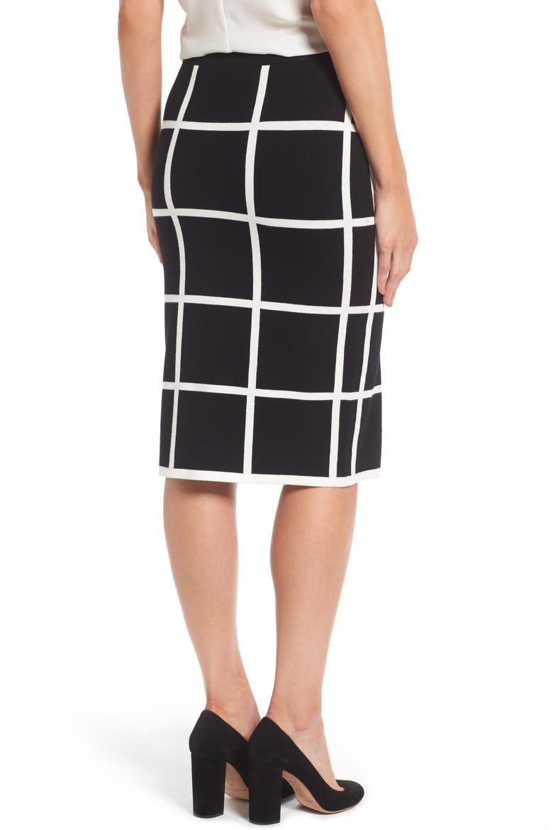 Windowpane Sweater Knit Skirt, Alternate, color, RICH BLACK