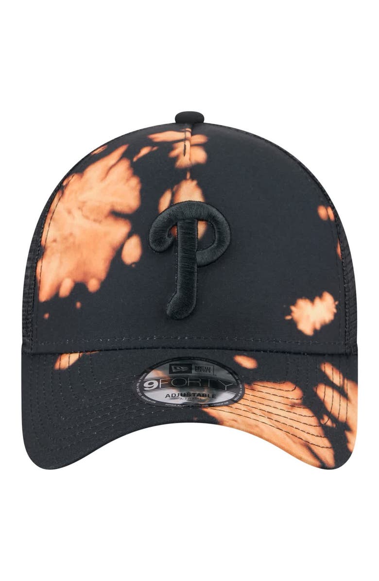 New Era Men's New Era Black Philadelphia Phillies Bleached A-Frame 9FORTY Adjustable Hat, Alternate, color, Black