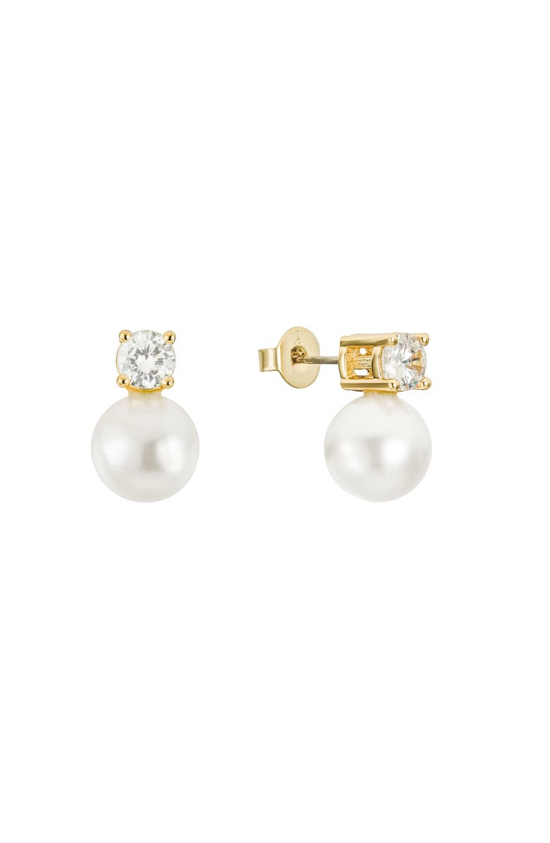 Untamed Petals Maven Pearl and Crystal Studs, Main, color, Gold