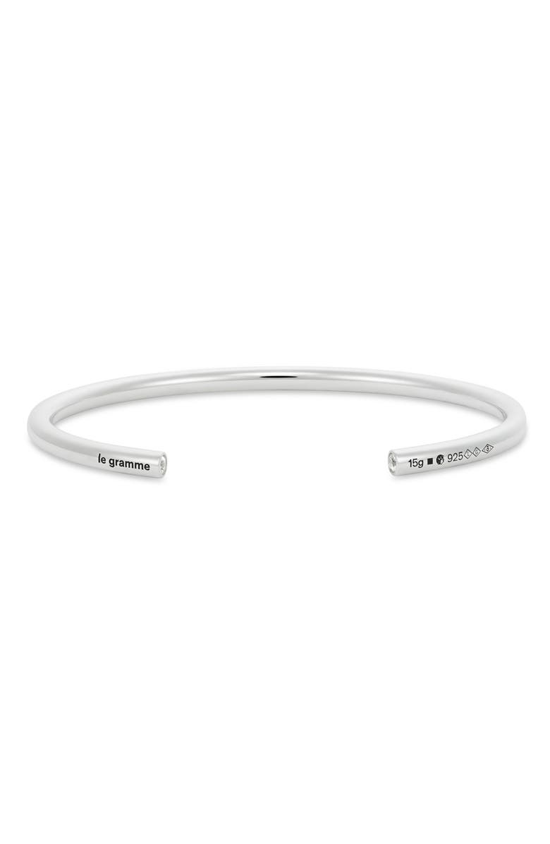 le gramme Men's 15G Diamond Polished Sterling Silver Bangle, Main, color, 