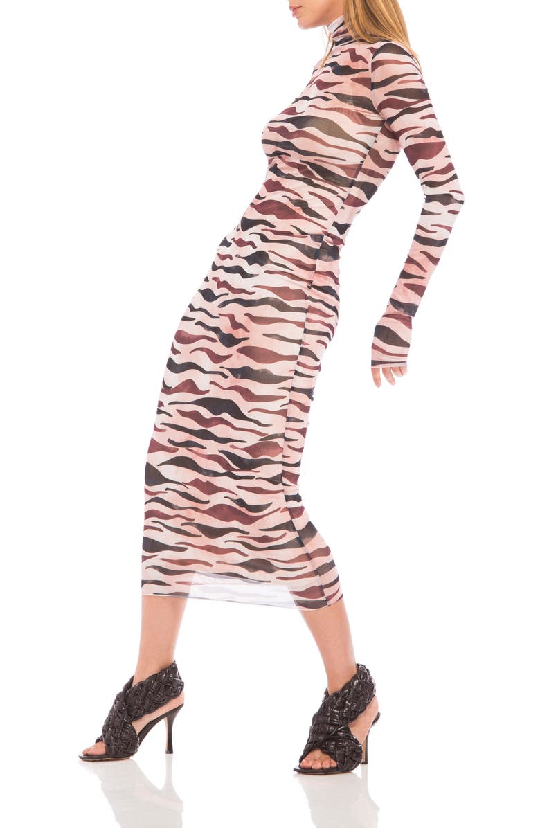 AFRM Shailene Long Sleeve Mesh Midi Dress, Alternate, color,