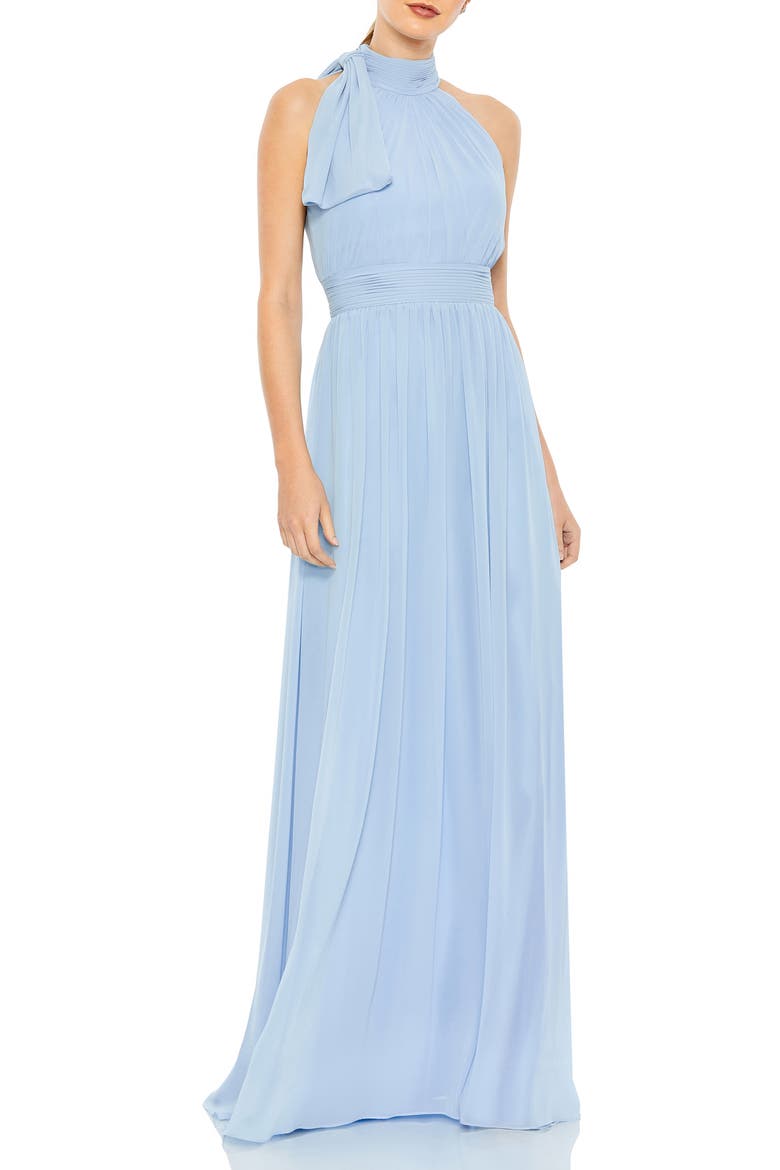 A Line Chiffon Halter Neck Evening Gown, Main, color, POWDER BLUE