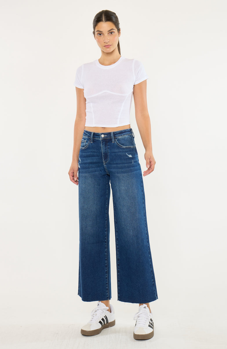 KanCan Tory Essentials High Rise Crop Wide Leg Jeans, Alternate, color, Dark Wash