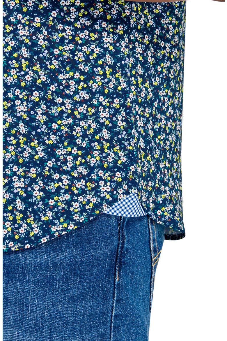 Slim Fit Mini Floral Recycled 4-Way Stretch Performance Short Sleeve Shirt, Alternate, color, NAVY