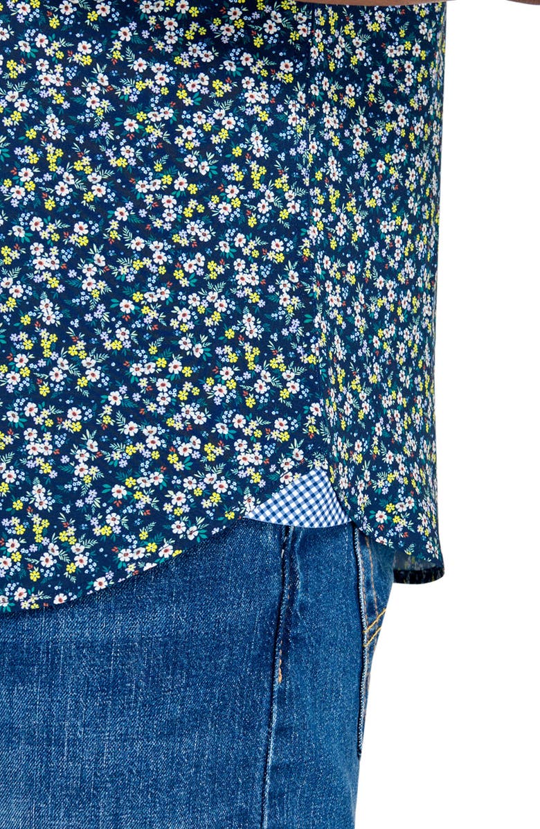 CONSTRUCT Slim Fit Mini Floral Recycled 4-Way Stretch Performance Short Sleeve Shirt, Alternate, color, Navy