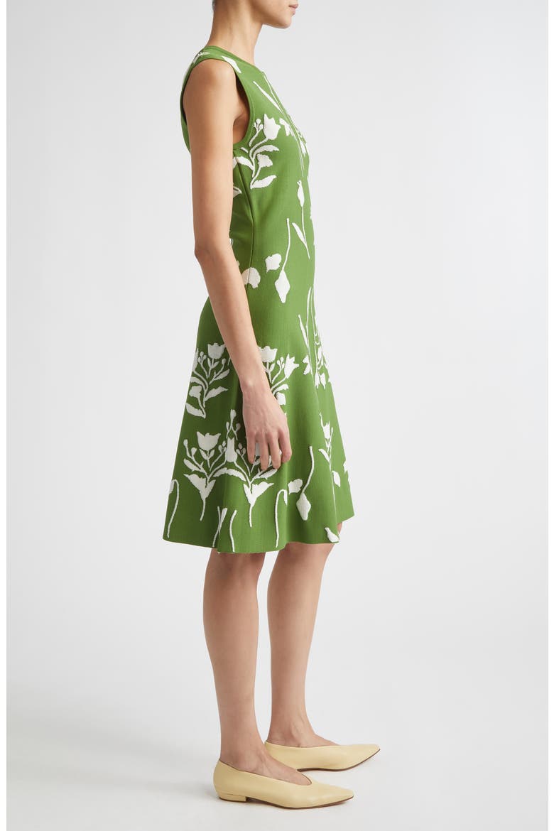 Floral Double Knit Jacquard Sweater Dress, Alternate, color, CACTUS/CREAM