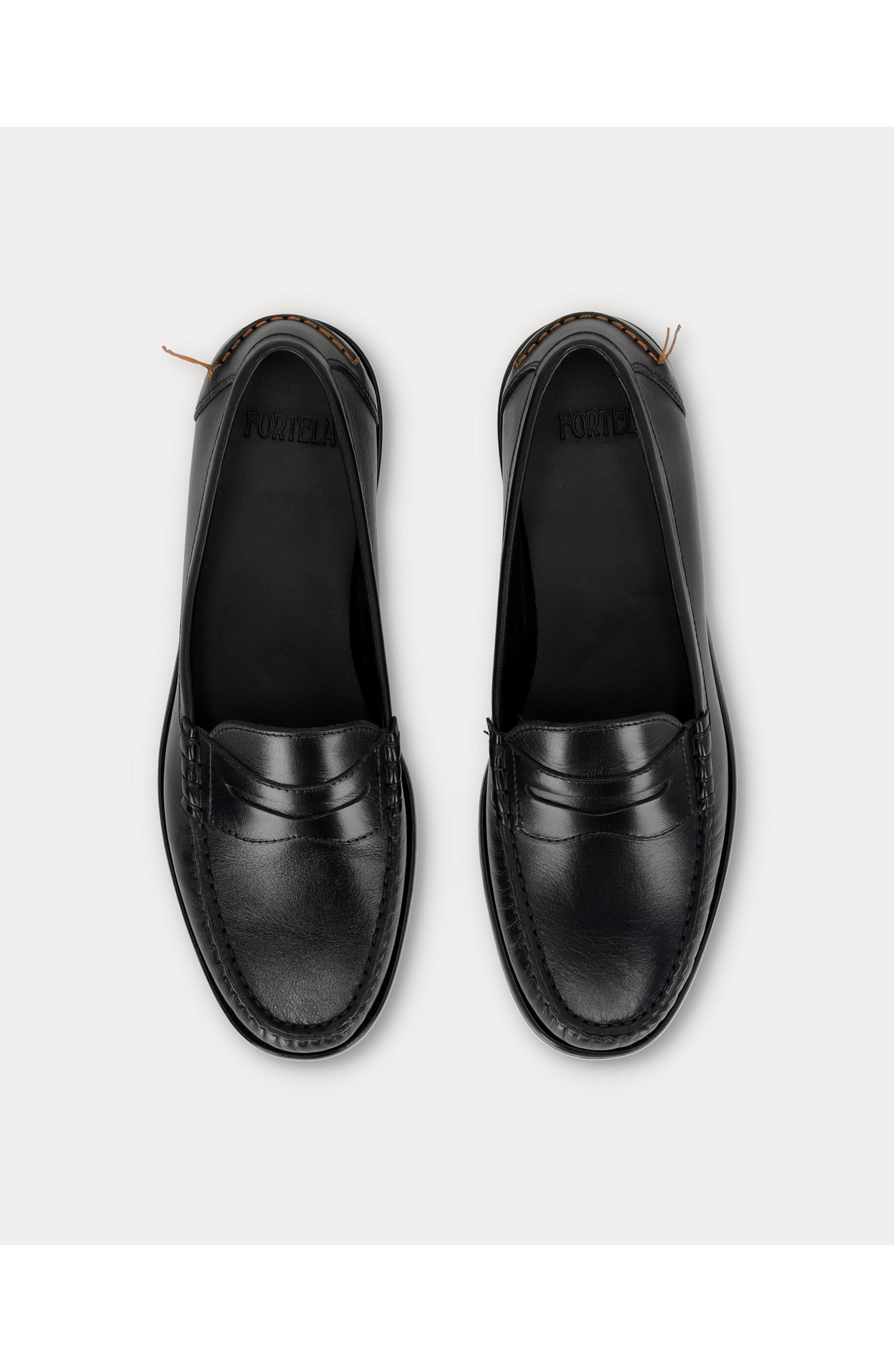 Fortela Valerie Calf Leather Loafer, Alternate, color, Black