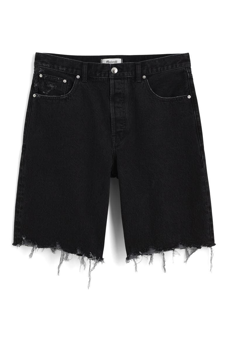 The Essex Long Baggy Denim Shorts, Alternate, color, ASHEN BLACK WASH