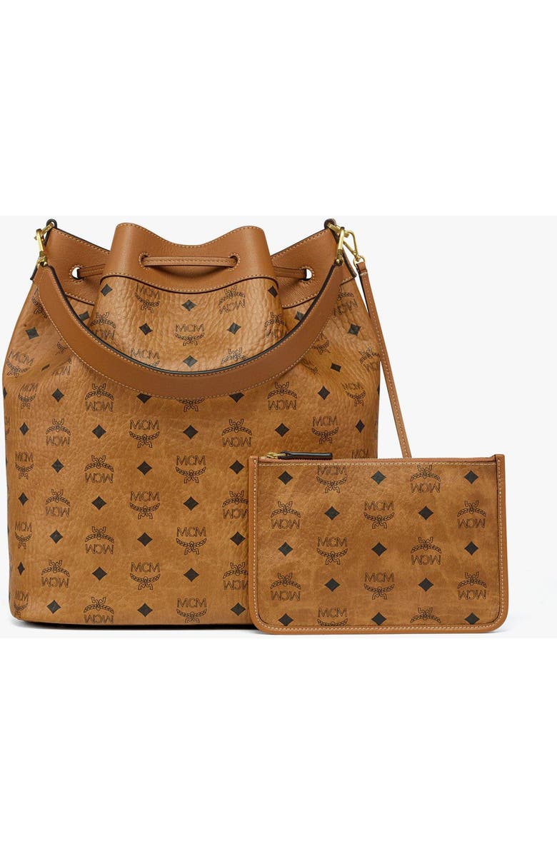 MCM Large Dessau Drawstring Bag in Visetos, Alternate, color, Co