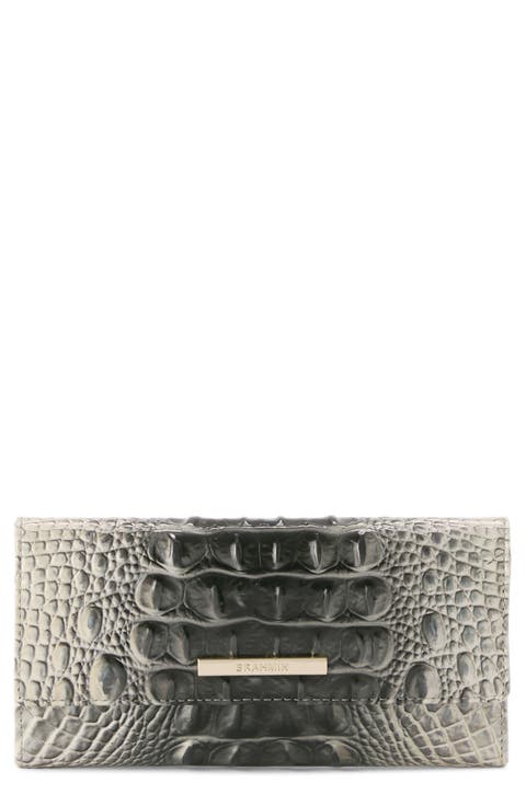 Cordelia Croc Embossed Leather Trifold Wallet