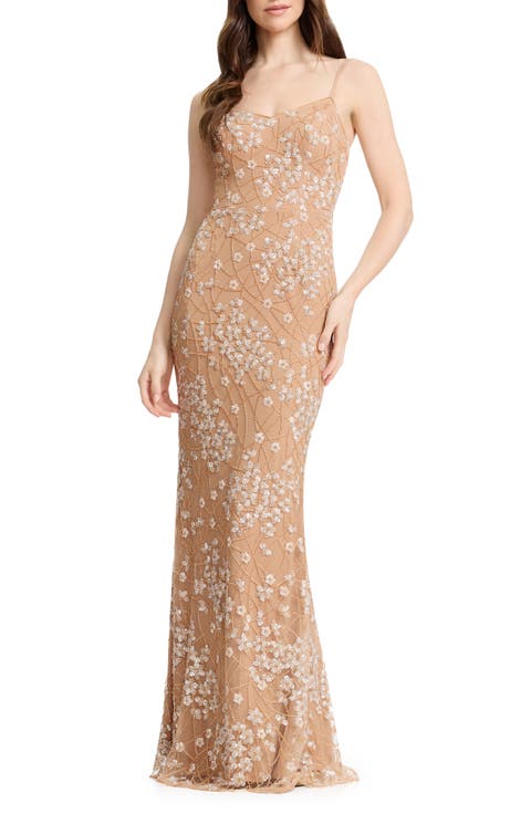 Giovanna Beaded Floral Sheath Gown