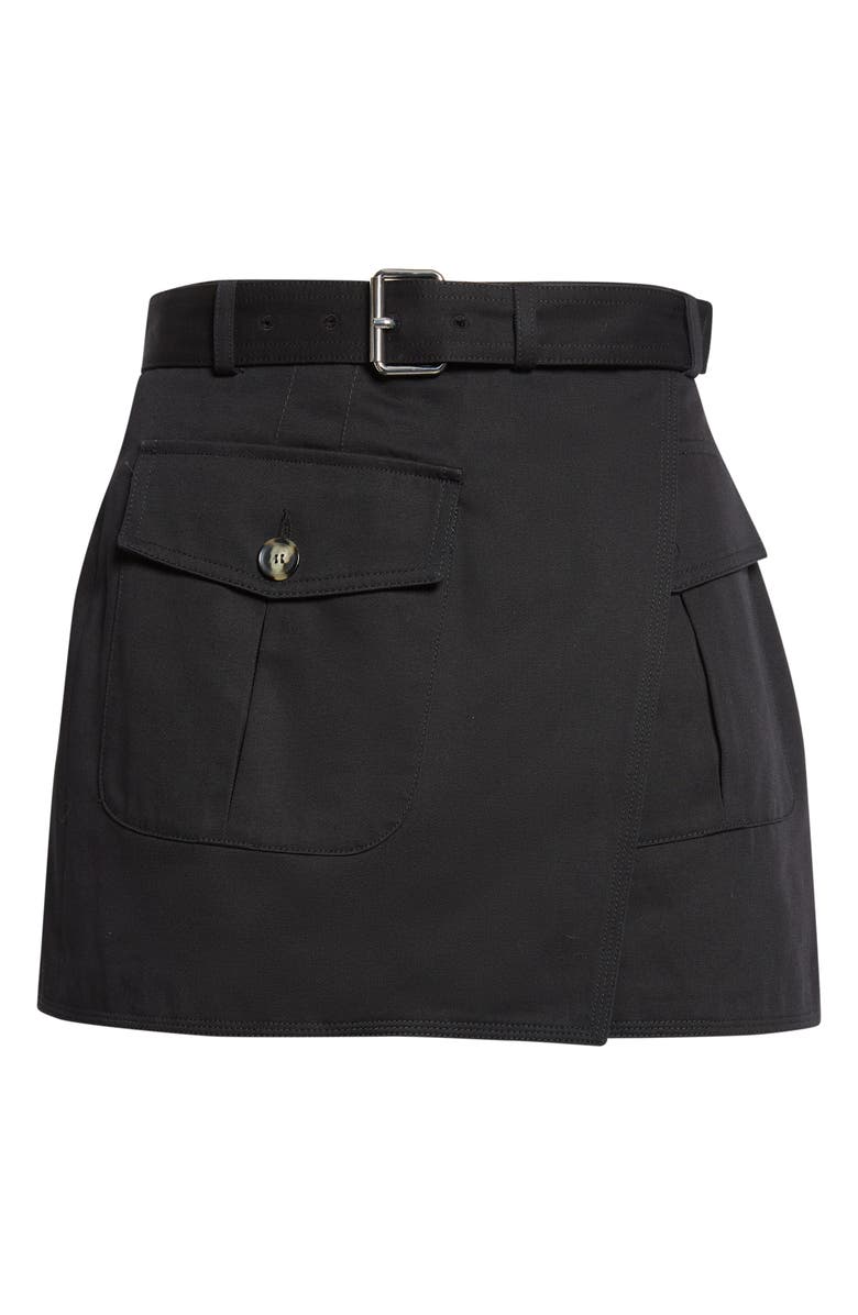 Proenza Schouler Bruni Cotton Drill Wrap Front Shorts, Alternate, color, Black
