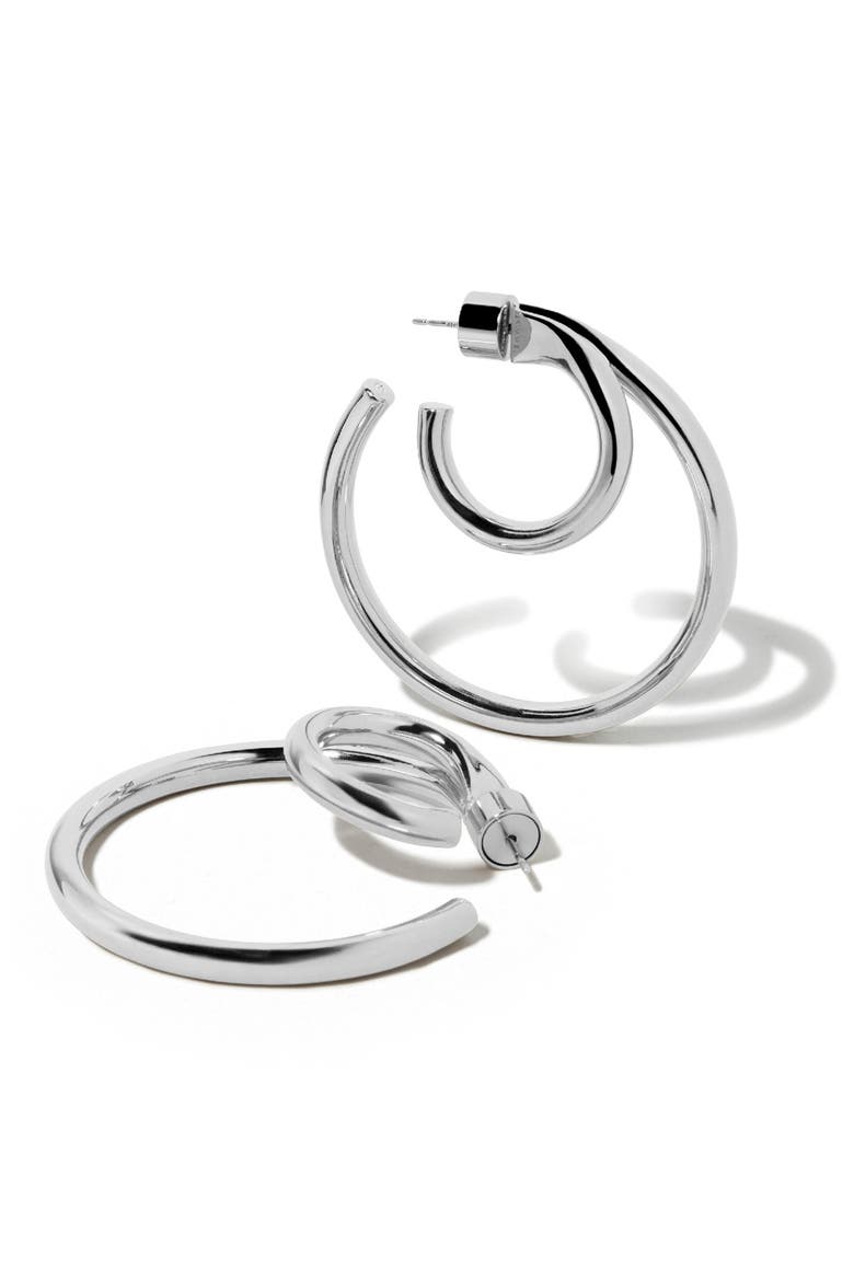 Double Lilly Baby Hoops, 1.5-Inch, Alternate, color, SILVER