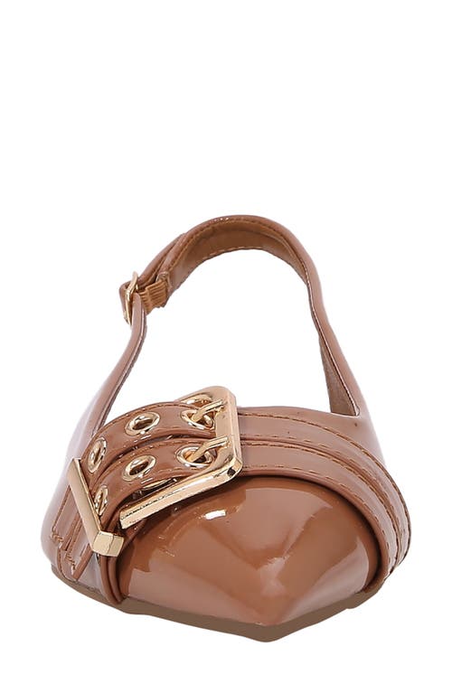 Berness Buckle Slingback Pointed Toe Flat In Brown