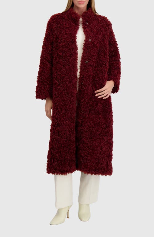 Lyla Grant Fur-free Lamb (faux Fur) Coat In Burgundy