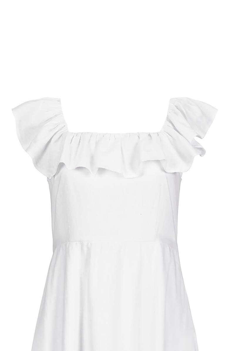 Hope & Henry Women's Linen Ruffle Collar Dress, Alternate, color, White Ruffle Collar