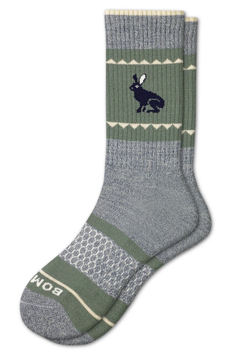 Bombas Placed Hare Marl Merino Wool Blend Crew Socks, Main, color, 
