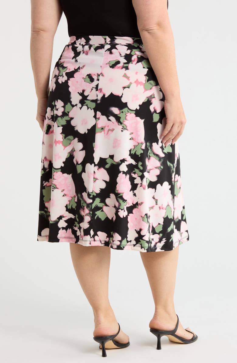 KASPER Floral Print Everyday Knit Skirt, Alternate, color, Black Multi