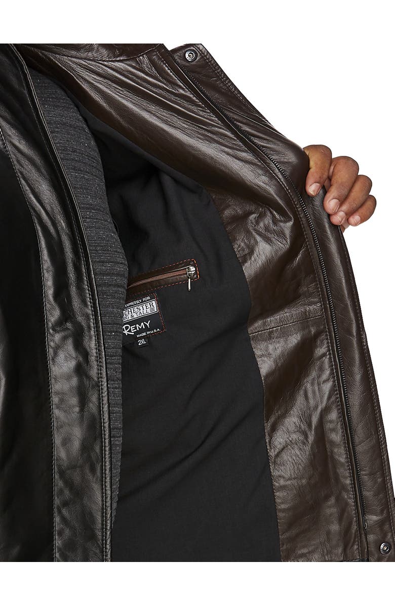 Remy Big & Tall Double-Collar Butterskin Leather Jacket, Alternate, color, Noir/Rustic