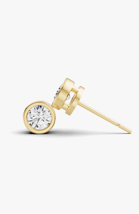 14K Gold Studs 0.25 Carat Sereia Round Bezel