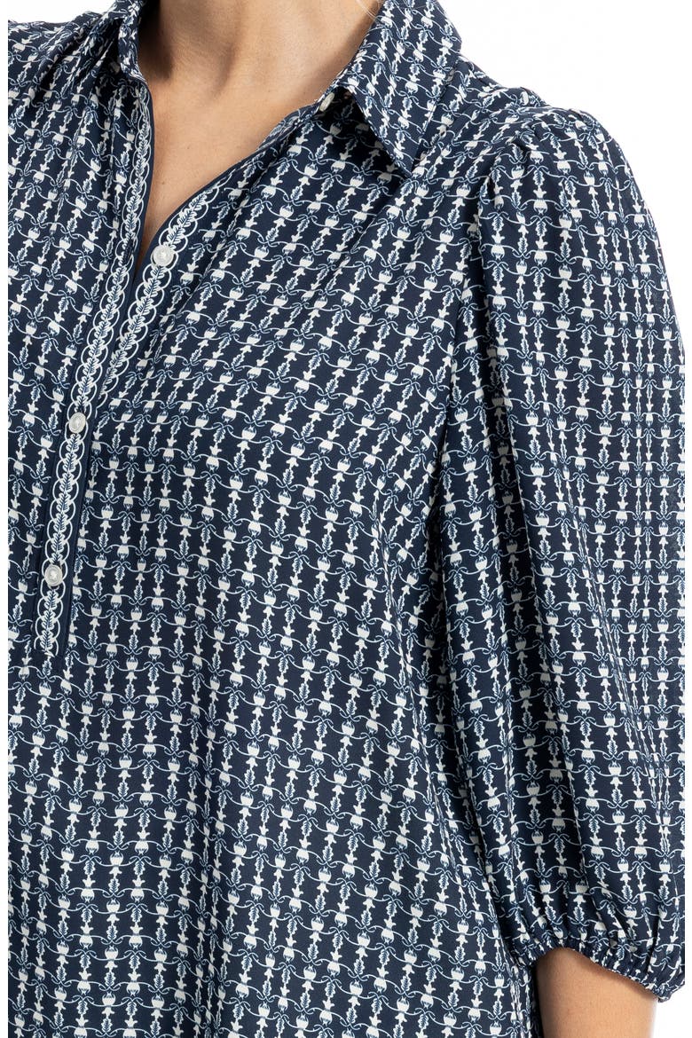 Three Quarter Sleeve Top, Alternate, color, NAVY BULB VINES