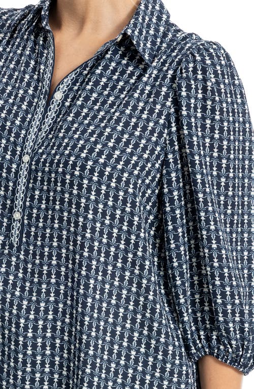 Max Studio Three Quarter Sleeve Top In Blue