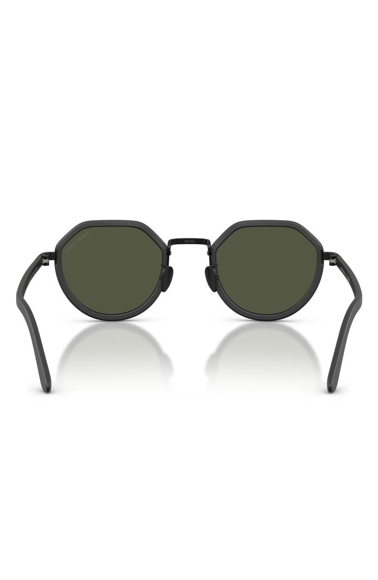 ARMANI 48mm Round Sunglasses, Alternate, color, Matte Black / Green