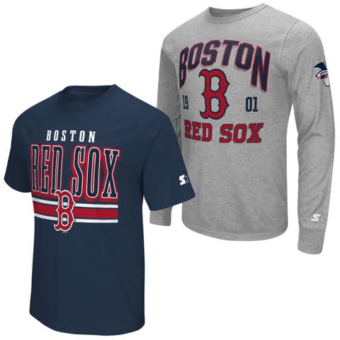 Men's Starter  Heather Gray/Navy Boston Red Sox Two-Pack Long Sleeve & Short Sleeve T-Shirt Set