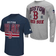STARTER Men's Starter  Heather Gray/Navy Boston Red Sox Two-Pack Long Sleeve & Short Sleeve T-Shirt Set