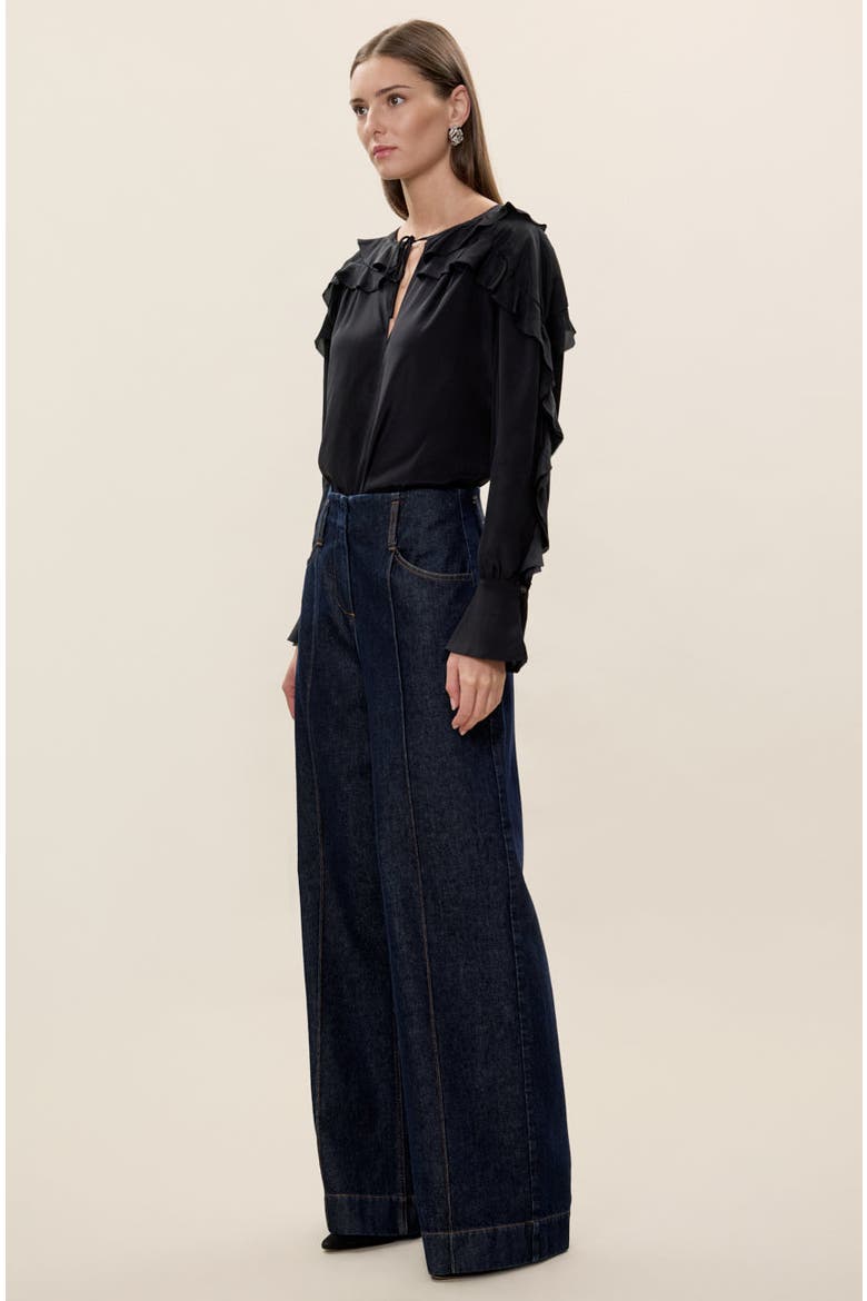 Lillith Ruffle Blouse, Alternate, color, Black