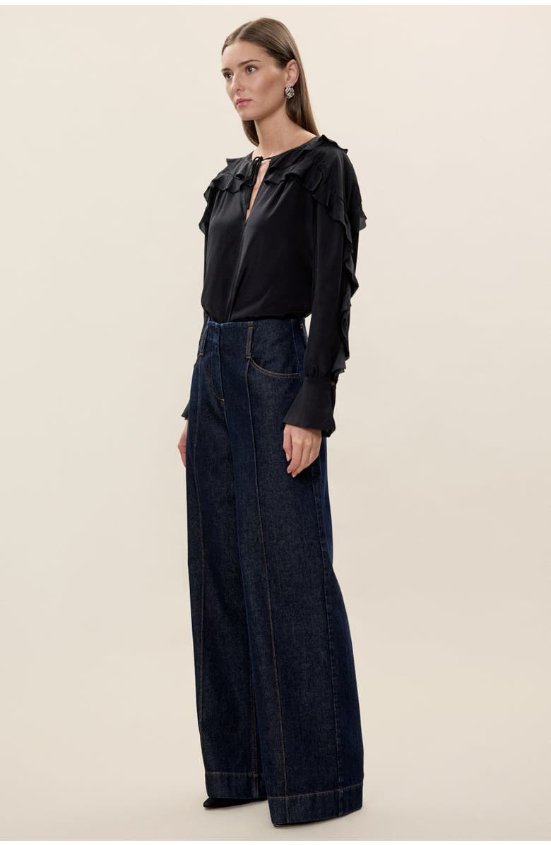 Rebecca Taylor Lillith Ruffle Blouse, Alternate, color, Black