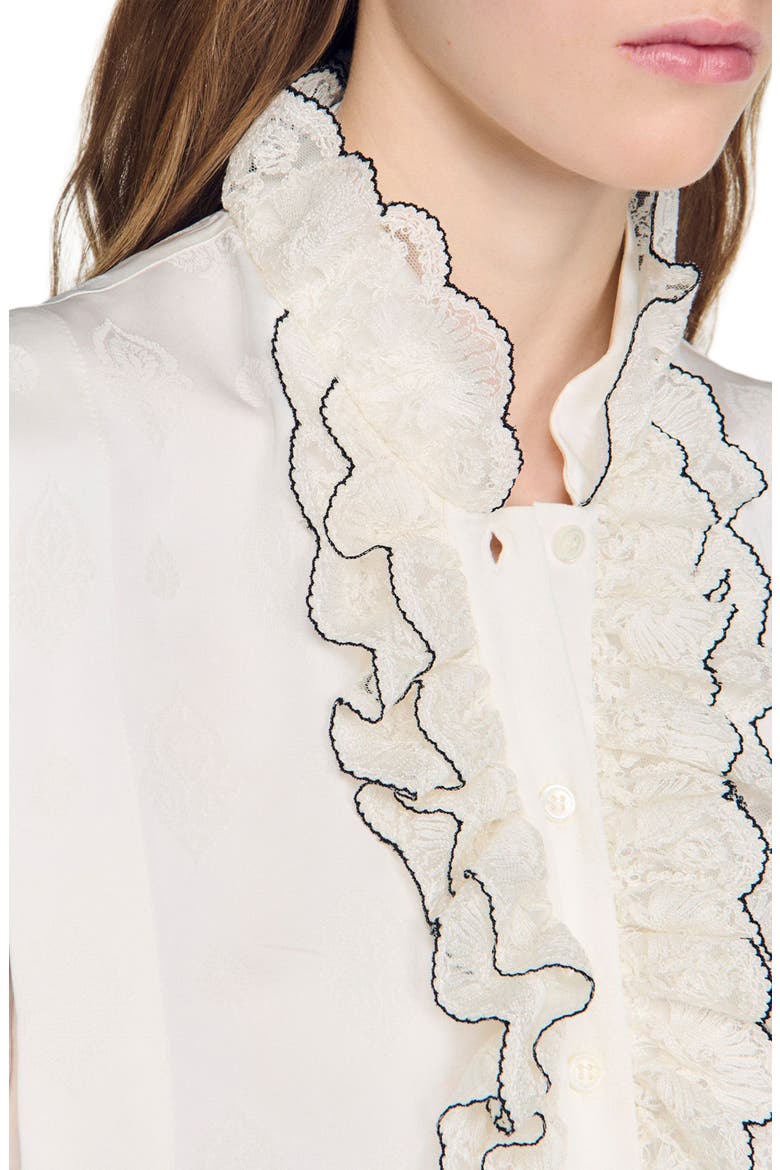 Ruffled collar shirt, Alternate, color, Ecru