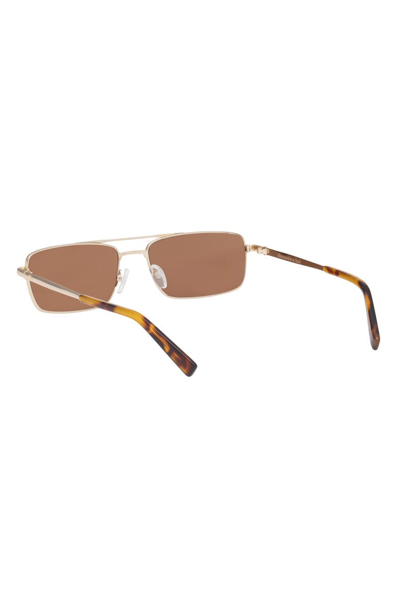 ABERCROMBIE & FITCH 57mm Square Sunglasses, Alternate, color, Gold / Solid Dark Brown Lens
