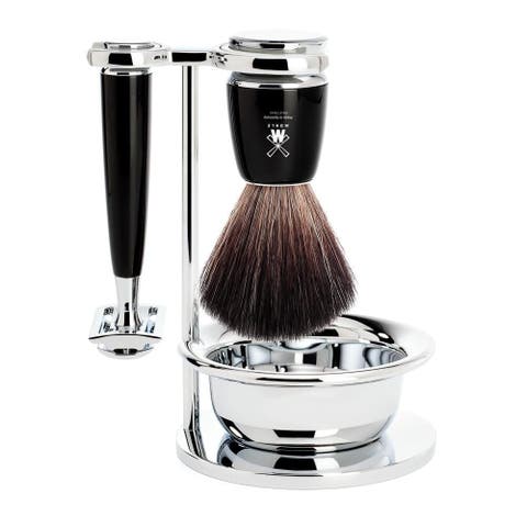 Rytmo Black 4-Piece Black Fiber & Safety Razor Shaving Set