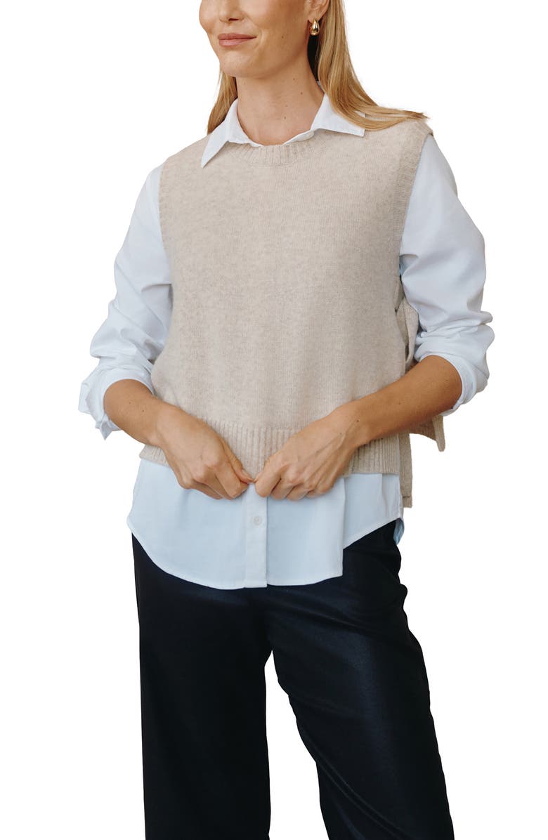 Bella Dahl Side Tie Wool & Cashmere Sweater Vest, Alternate, color, Ivory Oat