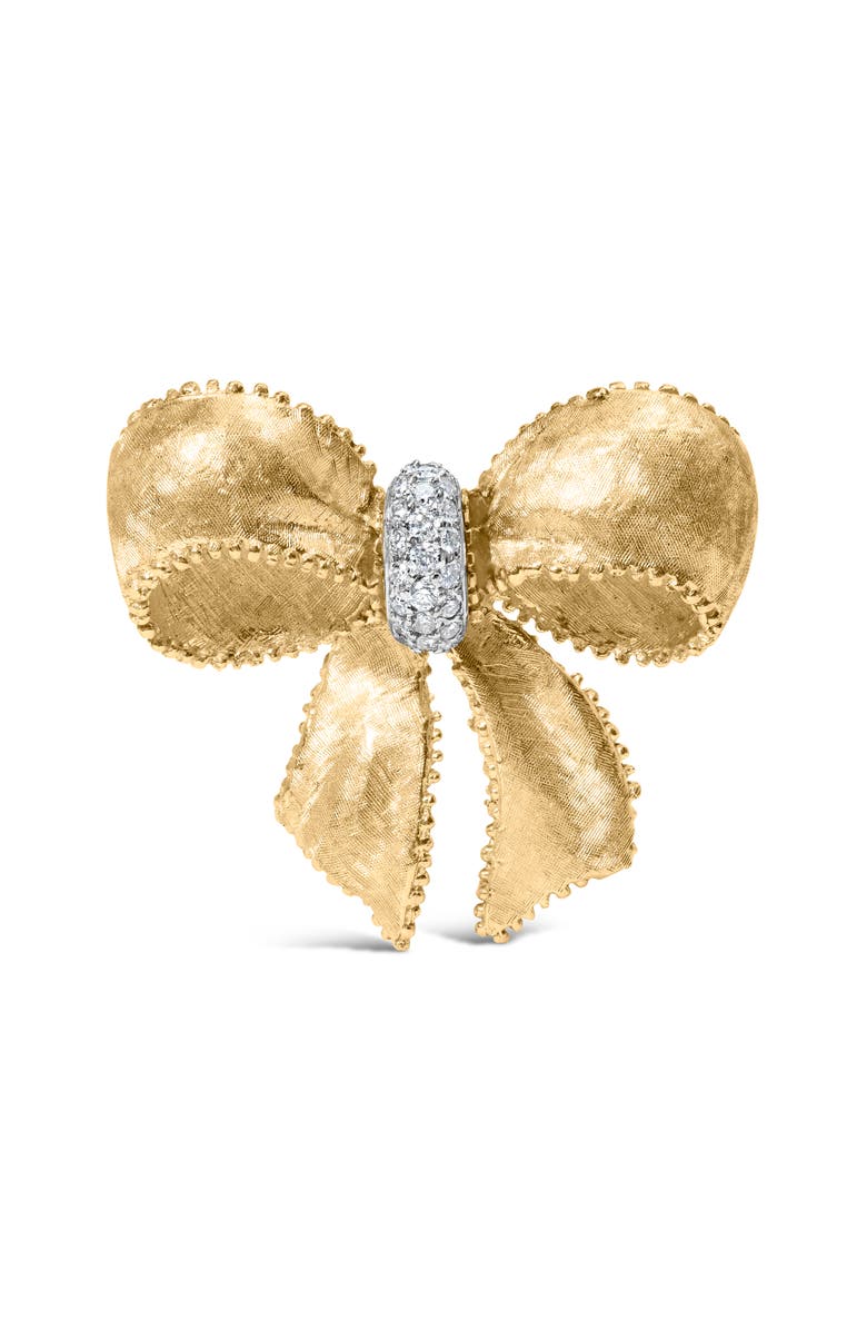 Haus of Brilliance 18K Yellow Gold and 3/5 Cttw Diamond Bow Pin Brooch, Main, color, Yellow