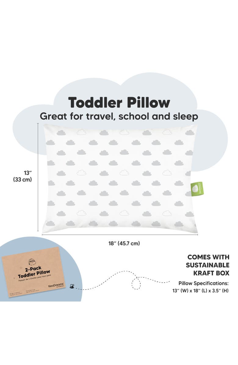 KeaBabies 2-Pack Toddler Pillows, Alternate, color, Cloud