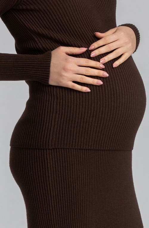 Pietro Brunelli Aurora Turtleneck Rib Maternity Sweater In Medium Brown